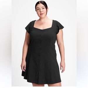 GAP Button Front Flare Dress Little Black Dress Skater‎ Casual Mini Size XXL